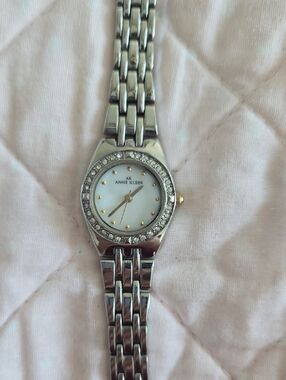 Anne Klein Silver Crystal Bezel Bracelet Watch
